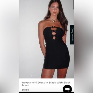 MOTEL ROCKS Novara Mini Dress In Black With Black Bows